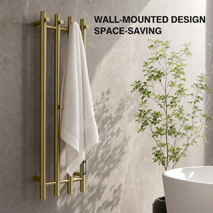 Poloma Towel Warmer Rack for Bathrooms, Heated Towel Rack Heater, ElectricTowel Dryer, Stainless Steel, Golden. CSA Certified - size: Gold Bars-37.5"(L) x 11.9"(W)-VERTICAL