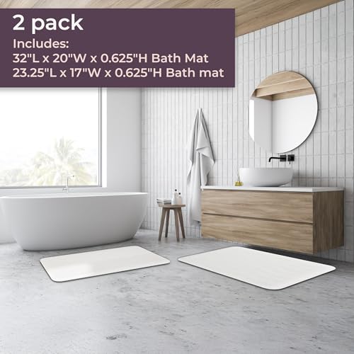 Lavish Home 2-Piece Memory Foam Bath Mat Set- Off-White - color: White