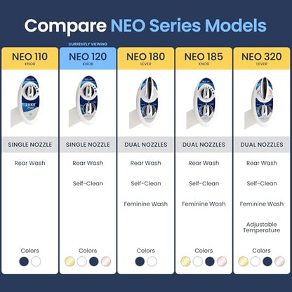 LUXE Bidet NEO 120 - Bidet Attachment for Toilet Seat, Blue | Non-Electric, Single Nozzle, Self-Cleaning, Adjustable Water Pressure, Rear Wash - color: Blue