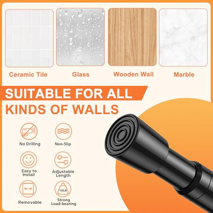 Tension Curtain Rod 28-38 Inch No Drill Expandable Spring Loaded Curtain Rods Adjustable, Small Tension Rod for Window, Kitchen, Closet, Bathroom, Black - color: Black, size: 26-39inch-1PCS