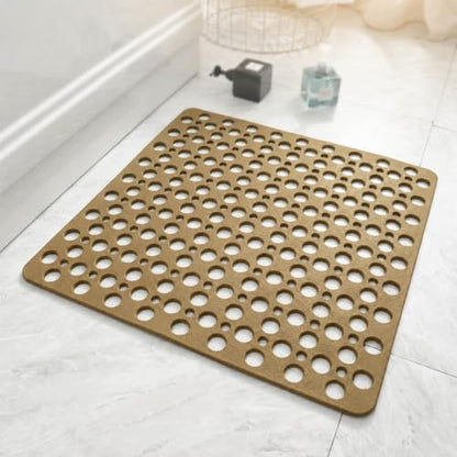 Casa and Beyond Shower Mat, Secure Shower Mat-Non-Slip, Washable Non-Slip Bathtub Mats, with Suction Cups and Drain Holes, Soft Textured Design, Easy to Clean for Bathroom (Coffee, 20.9" x 20.9") - color: Coffee, size: 20.9" x 20.9" (Rectangular)