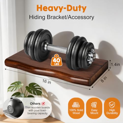 Solid Wood Live Edge Floating Shelves Set of 2 – 16" Rustic Wall Shelf with Hidden Bracket System, Wall Mounted Shelves for Bathroom, Kitchen, Living Room, Bedroom (Walnut) - color: Walnut, size: 16inch