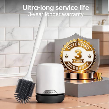 Silicone Toilet Brush and Holder Set with Ventilated Holder, Floor Standing & Wall Mounted Toilet Scrubber - color: Black, size: 1 Pack