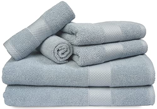 MAURA Premium Bath Towel Set 100% Cotton. 6 Piece Ultra Absorbent Quick Dry Soft Terry Bath Towels for Bathroom, Hotel and Spa Quality, Serenity Blue - color: Serenity Blue, size: Bath Towels Set
