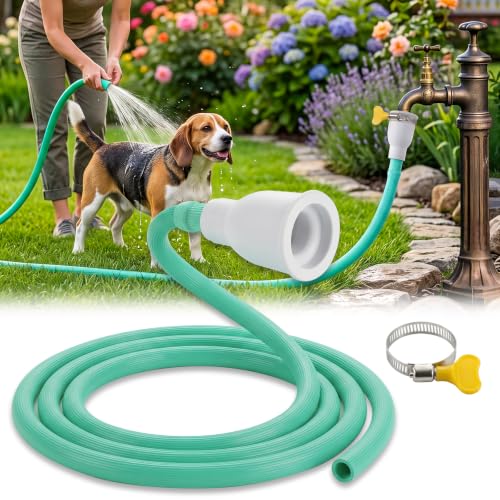 Faucet Hose Adapter for Sink, Transparent PVC Tube with Adjustable Faucet Connector and Hose Clamp Portable Water Transfer Accessories for Sink, Bucket, Garden, Pet Bathing (6.5 FT-Green) - size: 6.5 FT-Green