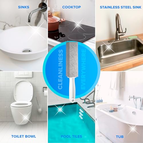 DISIWENE Pumice Cleaning Stone with Handle Toilet Bowl Cleaner Hard Water Ring Remover for Bath/Pool/Kitchen/Household Cleaning (4, 4 Pack with Handle) - color: 4 Pack with Handle