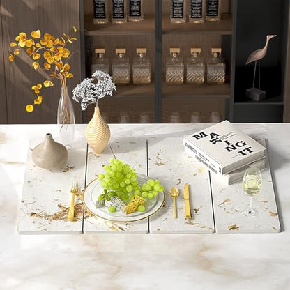 Stone Drying Mat for Kitchen Counter, White Italian Translucent Stone Dish Drying Mat-Diatomite Water Absorbing Drying Stone for Kitchen Counter Mat, Quick Dry Stone Mat Kitchen for Cups Bottles.