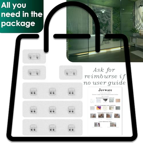 Shower Caddy Adhesive Replacement Stickers, Shower Organizer Adhesive Replacement Strips (Transparent - 6 Packs) - color: Transparent - 6 Packs