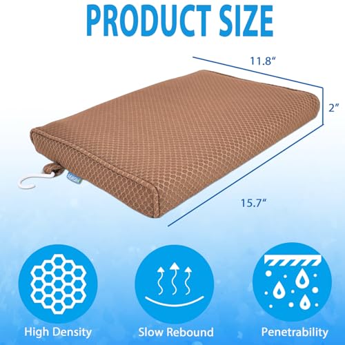 AEROiVi Shower Seat Cushion Non-Slip Silicone Bottom 3D Mesh Washable Brown | Soft Shower Chair Cushion for Benches Quick Drying Washable Mat 3D Mesh Pad with Hook Design Elderly Handicap Disabled - size: Brown