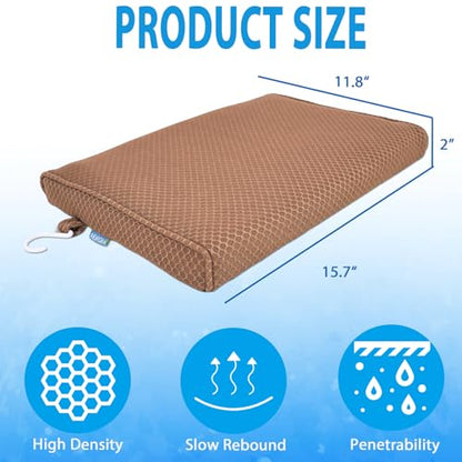 AEROiVi Shower Seat Cushion Non-Slip Silicone Bottom 3D Mesh Washable Brown | Soft Shower Chair Cushion for Benches Quick Drying Washable Mat 3D Mesh Pad with Hook Design Elderly Handicap Disabled - size: Brown
