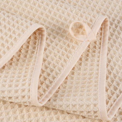 POLYTE 430 GSM Poly Blend Microfiber Quick Dry Waffle Bath Towel, 30x60 in | 4 Pack, Oversize, Lint Free, Body Towel - color: Light Beige