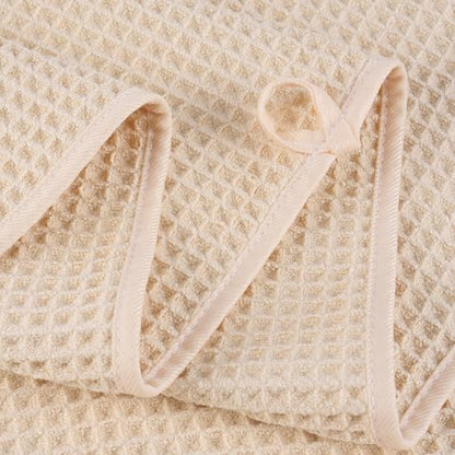 POLYTE 430 GSM Poly Blend Microfiber Quick Dry Waffle Bath Towel, 30x60 in | 4 Pack, Oversize, Lint Free, Body Towel - color: Light Beige