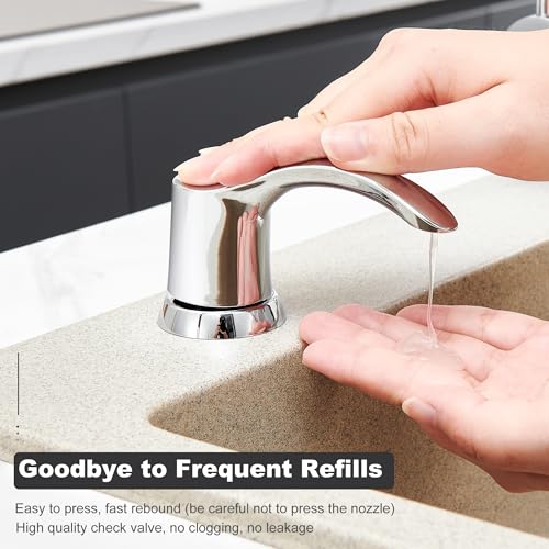 Kitchen Sink Soap Dispenser - Chrome, G080C-G | Sink Soap Dispenser Pump with 40" Silicone Soap Dispenser Extension Tube, Say Goodbye to Frequent Refills - color: Chrome, size: with Hose