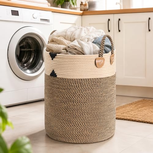 Laundry Basket for Laundry Room Organization | Laundry Hamper, Blanket Basket for Living Room Boho Decor Basket