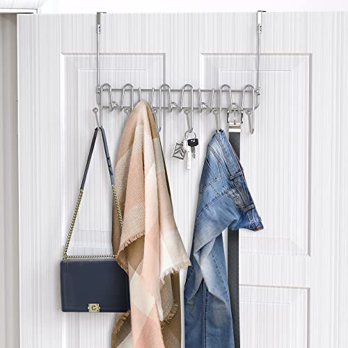 Deco Brothers Over The Door Hook Organizer with 11 Hooks, Chrome - color: Chrome
