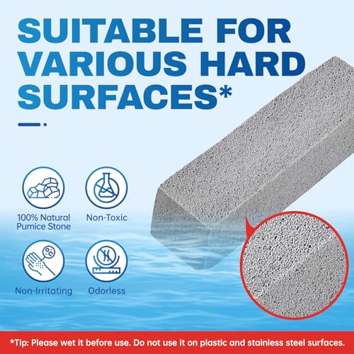 Vacplus Toilet Brush, 2 Pack, 100% Pumice Stone, Long Handle | Toilet Bowl Cleaner, Pool, Bathroom Sink, Removes Limescale Rust - color: Gray(2x Efficiency), size: 2 Count (Pack of 1)