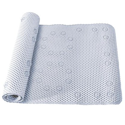 Bathtub Mat Non Slip 36'' X 17'', Soft Foam Bath Mat for Tub, Bathtub Mat with Drain Holes, Suction Cups Shower Mat (Cement Blue, 36''X17'')