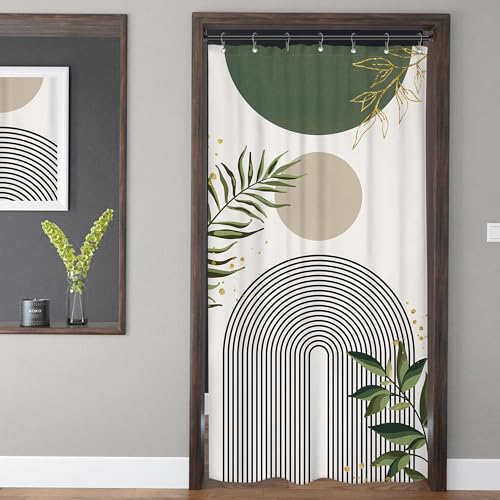 Small Stall Half Single Green Boho Bathroom Shower Curtain Set | Sage Bohemian look; 36"W x 72"L. waterproof HD print, quick-dry fabric and free hooks for easy setup. - color: A-01green, size: 36"W x 72"L (Pack of 1)