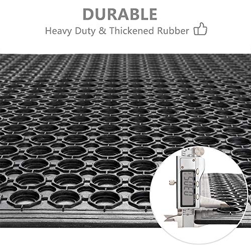 ROVSUN Rubber Floor Mat with Holes, 24''x 36'' Anti-Fatigue/Non-Slip Drainage Mat, for Industrial Kitchen Restaurant Bar Bathroom, Indoor/Outdoor Cushion - size: 36"L x 24"W x 0.3"Th