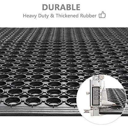 ROVSUN Rubber Floor Mat with Holes, 24''x 36'' Anti-Fatigue/Non-Slip Drainage Mat, for Industrial Kitchen Restaurant Bar Bathroom, Indoor/Outdoor Cushion - size: 36"L x 24"W x 0.3"Th