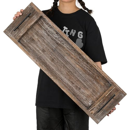 Hanobe Wood Bathtub Tray Bath Caddy with Handles, 31" | Distressed Rustic Finish, Rustic Long Board Shelf Over Tub for Bathroom Decor