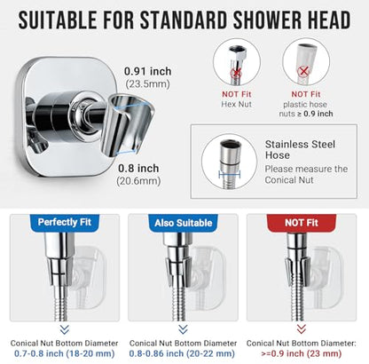G-Promise Metal Handheld Shower Head Holder, No-Drill Install (Chrome) | Adhesive or Drilled Installation, Wide Adjustment Range Fits All Family Heights, Firmly Secure Showerhead, Easy to Install - color: Chrome