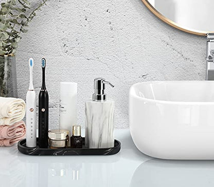 Luxspire 10" Oval Bathroom Tray for Countertop Organizer, Ink Black | S, non-slip waterproof resin, easy wipe clean, fits bath kitchen vanity, holds jewelry toiletries soap - color: E - Ink Black, style: Small