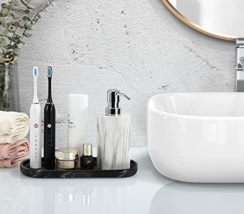 Luxspire 10" Oval Bathroom Tray for Countertop Organizer, Ink Black | S, non-slip waterproof resin, easy wipe clean, fits bath kitchen vanity, holds jewelry toiletries soap - color: E - Ink Black, style: Small