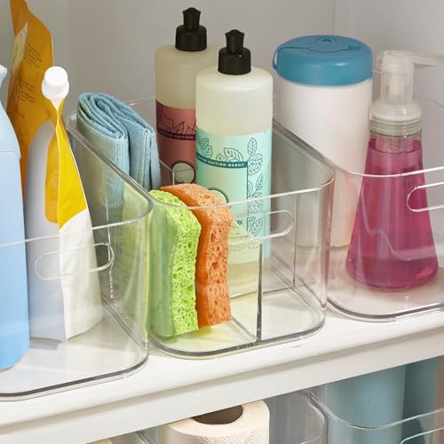 STORi Bliss 5-Compartment Plastic Cosmetics Storage Organizer | Clear | Rectangular Divided Makeup Bin & Vanity Caddy with Pass-Through Handles | Round Corner Design | Made in USA - size: 1 Pack