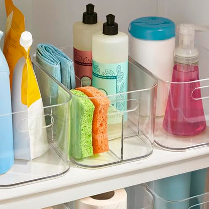 STORi Bliss 5-Compartment Plastic Cosmetics Storage Organizer | Clear | Rectangular Divided Makeup Bin & Vanity Caddy with Pass-Through Handles | Round Corner Design | Made in USA - size: 1 Pack