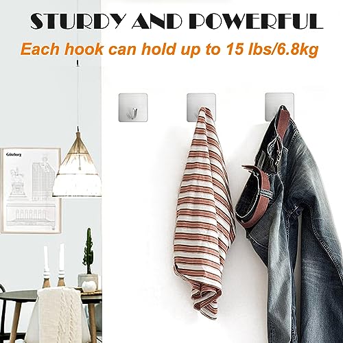 Heavy Duty Adhesive Towel Hooks Stick on Towel Hanger Wall Holder Waterproof Stainless Steel Sticky Hooks for Hanging Bathroom Kitchen Home-4 Packs - color: 1-Silver