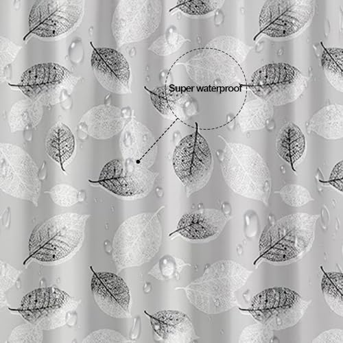 Plastic Shower Liner - Premium PEVA 4G Shower Curtain Liner with Rustproof Grommets and 3 Weighted Magnets, Waterproof Shower Curtains for Bathroom (Black and White Leaf) - color: Black and White Leaf, size: 71"W x 71"L (Pack of 1)
