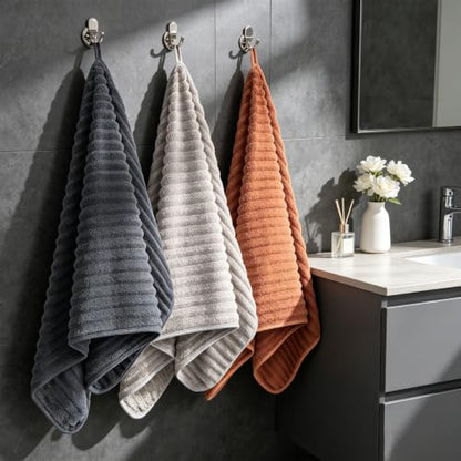 3-Piece Hand Bath Towels 14 X 29.6 Inchs, Quick-Dry Microfiber Washcloths with Hanging Loop, Soft & Absorbent Face Towels for Bathroom Kitchen Gym Travel - color: 1darkgrey-1lightgrey-1orange
