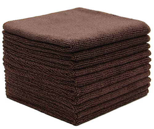 Microfiber Cleaning Cloth, Washcloths, 12x12 inch, 10 Pack, Brown | Fast Drying Dish Cloths for Washing Dishes, Ultra Absorbent Dish Rags, Lint Free Cleaning Rags For House&Kitchen - color: Brown