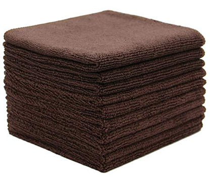 Microfiber Cleaning Cloth, Washcloths, 12x12 inch, 10 Pack, Brown | Fast Drying Dish Cloths for Washing Dishes, Ultra Absorbent Dish Rags, Lint Free Cleaning Rags For House&Kitchen - color: Brown