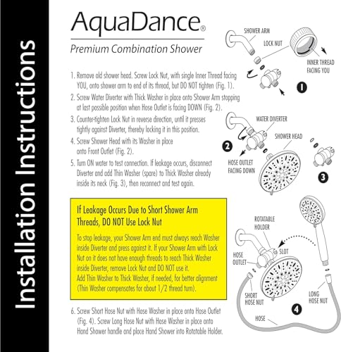 AquaDance 7" Premium High Pressure 3-Way Rainfall Combo for The Best of Both Worlds - Enjoy Luxurious Rain Showerhead and 6-Setting Hand Held Shower Separately or Together - Chrome Finish - 3328 | Enjoy Dual 6-Setting Luxury Shower Heads Separately or Tog