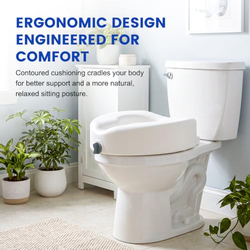 5" Locking Toilet Seat Riser,Elevated Raised Toilet for Senior,350lb | for Pregnant, Adults, Seniors, Disabilities, and Elderly, Fits Standard Round Toilet - size: Standard