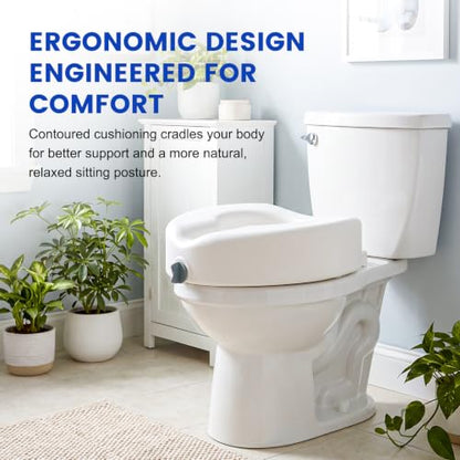 5" Locking Toilet Seat Riser,Elevated Raised Toilet for Senior,350lb | for Pregnant, Adults, Seniors, Disabilities, and Elderly, Fits Standard Round Toilet - size: Standard