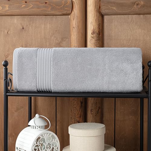 Milara Plush Turkish Cotton Bath Sheet, Silver Gray, 700 GSM, 35x70 in | Oversized 35x70in | 700 GSM Turkish Combed Cotton | Air-Spun Construction for a Plush Feel | OEKO-TEX® Standard 100 Certified - color: Silver Gray, size: Bath Sheet (1 Pcs) - 35" x 7