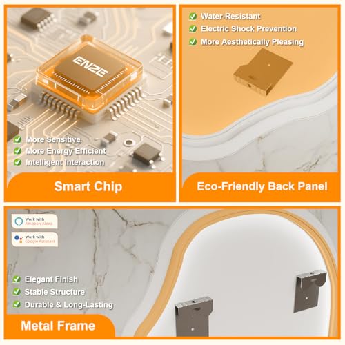 Smart Cloud Mirror for Bathroom, 24''x 32'' LED Backlit Mirror | Anti-Fog, Stepless Dimmable Lights, 3 Color Modes, Shatter-Proof Tempered Glass