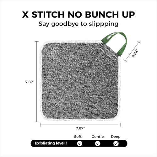 ZOMCHI 2 Count Wash Cloths, Exfoliating Washcloth with Dual Texture for Face and Body, Exfoliating Wash Cloth for Showering (Deep and Gentle) | Exfoliating Washcloth Creates Rich Lather, Quick-Drying Face Cloth, Exfoliating Wash Cloth for Showering (Deep