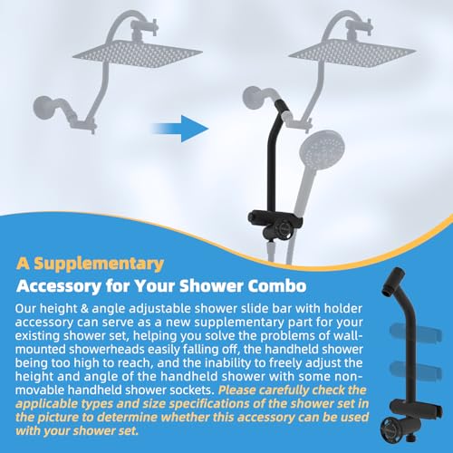 Hibbent All Metal 4 Way Shower Diverter, Showerhead Holder, Matte Black | Easy Reach Diverter Valve with Pause Mode, 13.5" Stainless Steel Slide Bar, 4-Setting Replacement for Handheld & Fixed Shower - color: Matte Black
