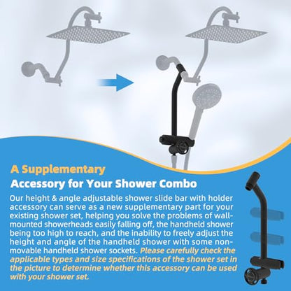 Hibbent All Metal 4 Way Shower Diverter, Showerhead Holder, Matte Black | Easy Reach Diverter Valve with Pause Mode, 13.5" Stainless Steel Slide Bar, 4-Setting Replacement for Handheld & Fixed Shower - color: Matte Black