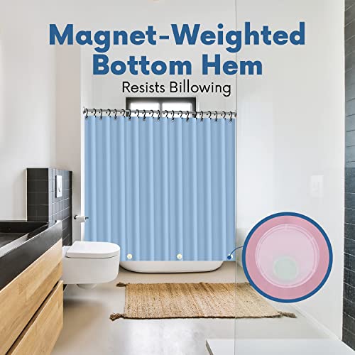 No Smell Shower Curtain Liner 72x72 Light Blue - PEVA Plastic Shower Curtain for Bathroom, PVC-Free Waterproof Blue Shower Liner with Metal Grommets and Magnet-Weighted Bottom Hem - Washable Liner - color: Light Blue
