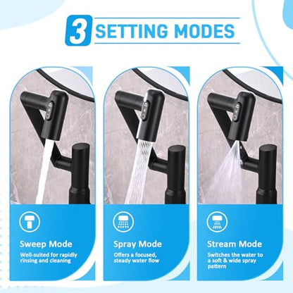 Bathroom Sink Faucet, Rotatable Faucet with Temperature Display in Celsius(Batteries-Free), 1080° Swivel | 3 Water Modes Black Faucet for Bathroom Kitchen Rv, LCF-2401, Matte Black - color: Matte Black - Celsius