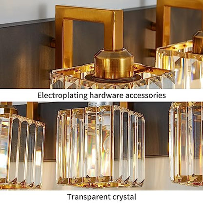 Modern Bathroom Vanity Light 5-Lights Black Gold Crystal Wall Lamp Bathroom Modern Crystal Vanity Lighting - color: Black+Gold Crooked, size: 5-light
