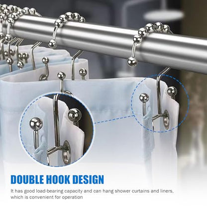 24er Pack Shower Curtain Hooks Rings, Rust Resistant Metal Double Glide Shower Hooks Rings for Bathroom Shower Rods Curtains, Stainless Steel Curtain Hooks (Chrome) - color: Chrome