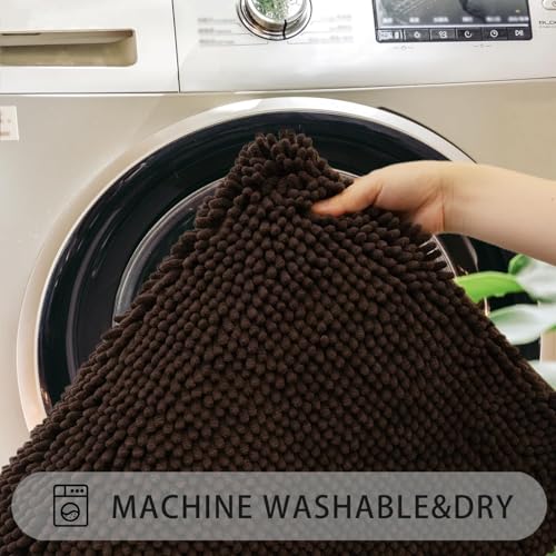 Bathroom Rugs Chenille, Extra Thick and Absorbent, Non-Slip, Machine Washable, Dry Quckily, Soft Cozy Plush, Used Under Shower Bathtub and Sink, Bath Mat Sets Coffee - color: Coffee, size: 16 x 24 inch + 20 x 32 inch (Rectangular)