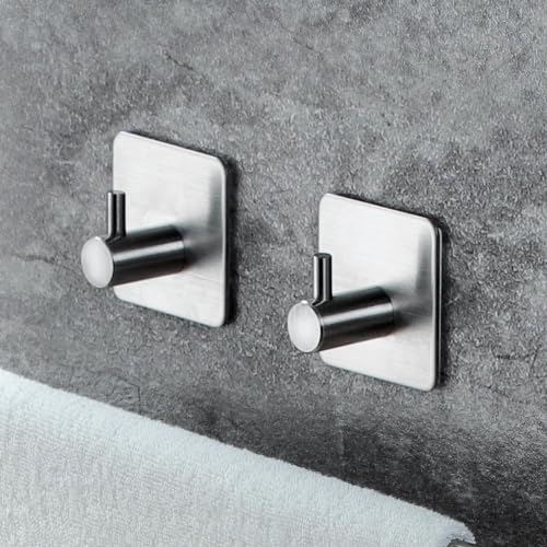 Taozun Towel Bar - 2 Packs Adhesive Hooks | 32 Inch Towel Holder, Hand Towel Rack Stick on Wall, Stainless Steel Bathroom Hardware Accessory Kit - color: Silver, size: 32-inch