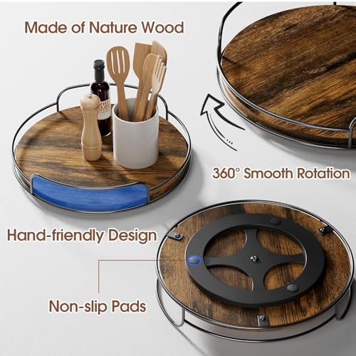 LAMU 10'' Lazy Susan Organizer, Wooden Lazy Susan Turntable for Cabinet, Table Top, Kitchen, Pantry, Bathroom Countertop Organizer, 1 Pack - size: 10in 1 Pack